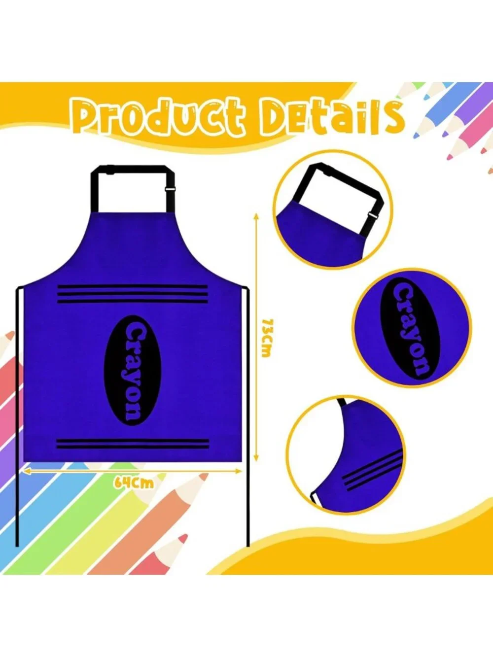 Colorful Crayon Costume for Adults - Fun Group Halloween Outfit with Apron & Hat